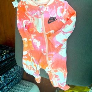 Newborn baby girl Nike footie/jumpsuit/onesie.
